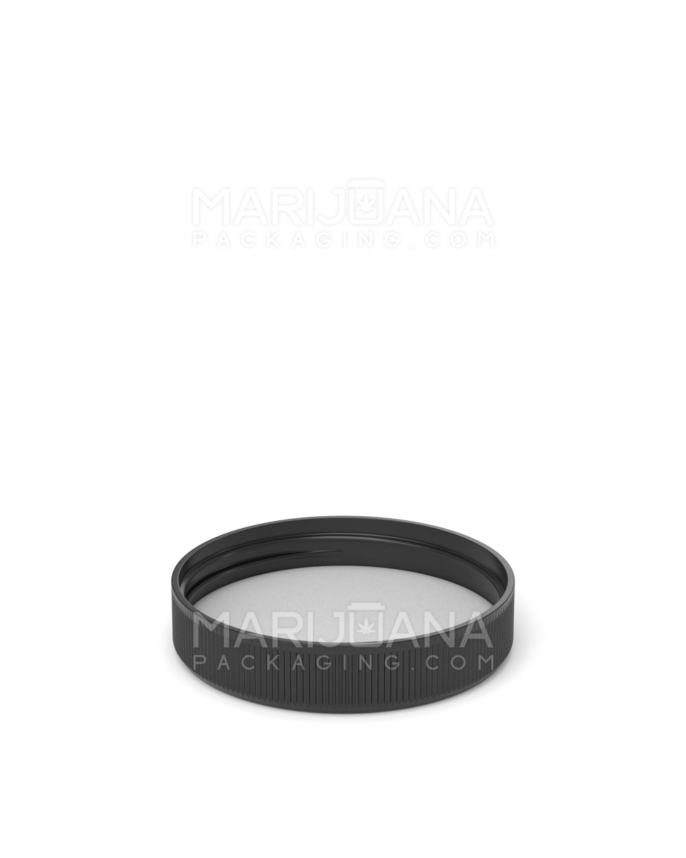 Ribbed Screw Top Flat Plastic Caps w/ Foam Liner | 53mm - Semi Gloss Black - 120 Count - 4