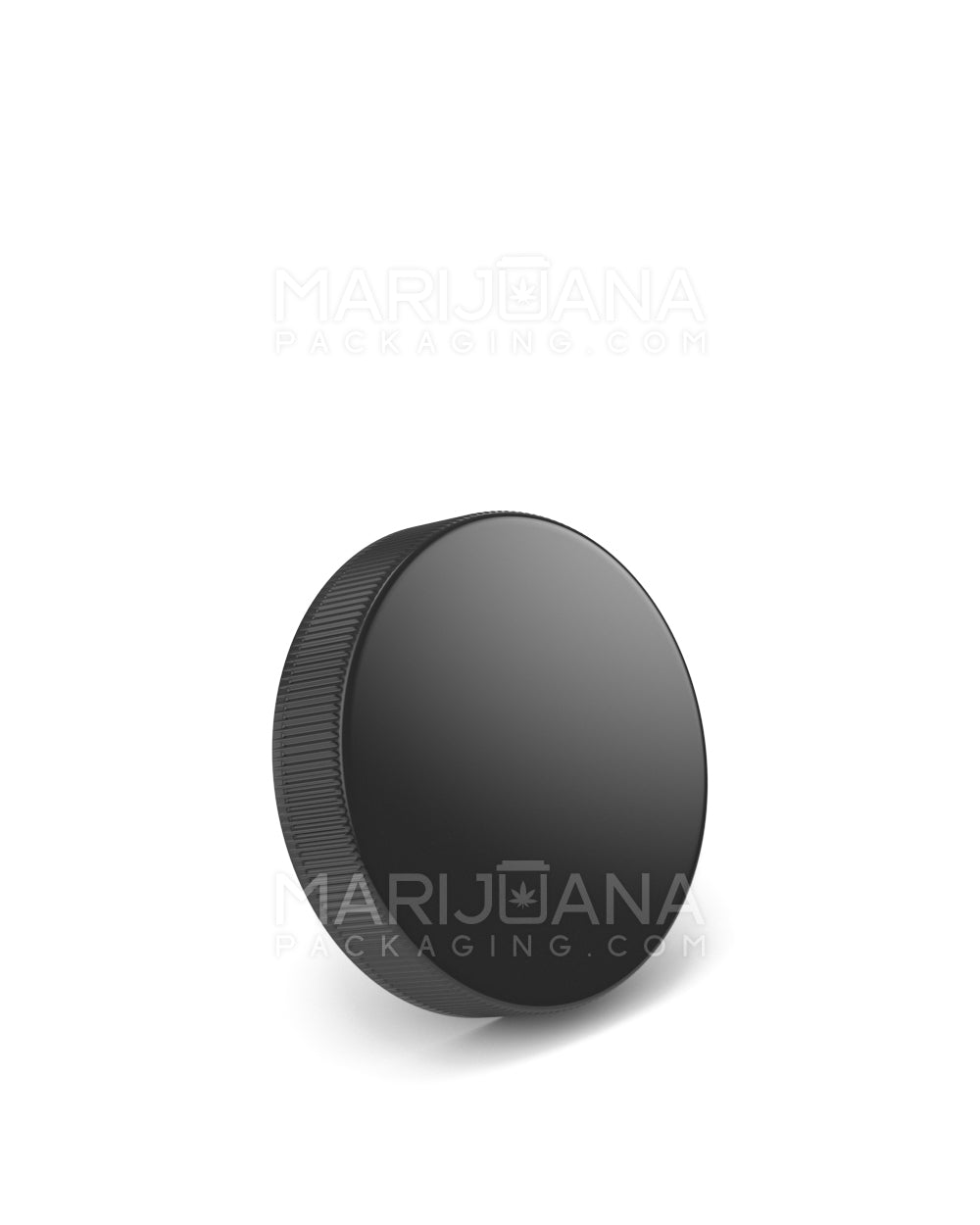 Ribbed Screw Top Flat Plastic Caps w/ Foam Liner | 53mm - Glossy Black - 120 Count - 1