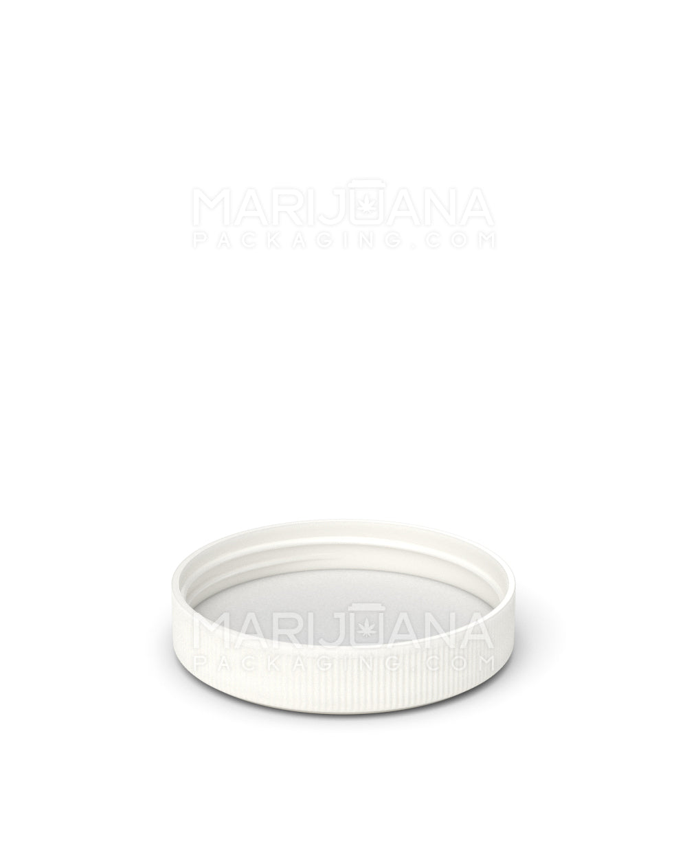 Ribbed Screw Top Flat Plastic Caps w/ Foam Liner | 53mm - Matte White - 120 Count - 4