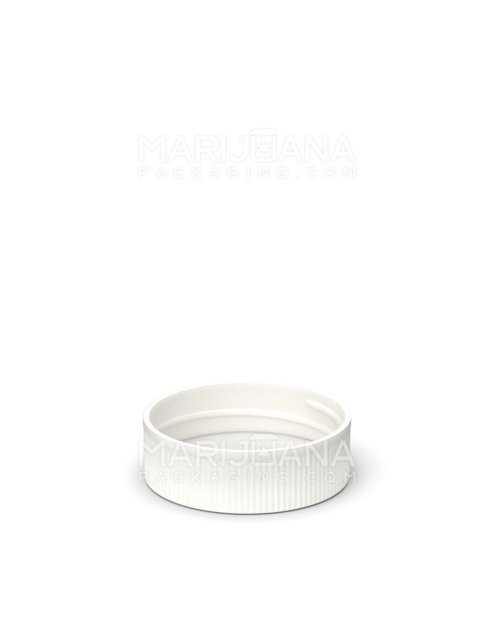 Ribbed Screw Top Flat Plastic Caps w/ Foam Liner | 28mm - Glossy White - 250 Count - 4
