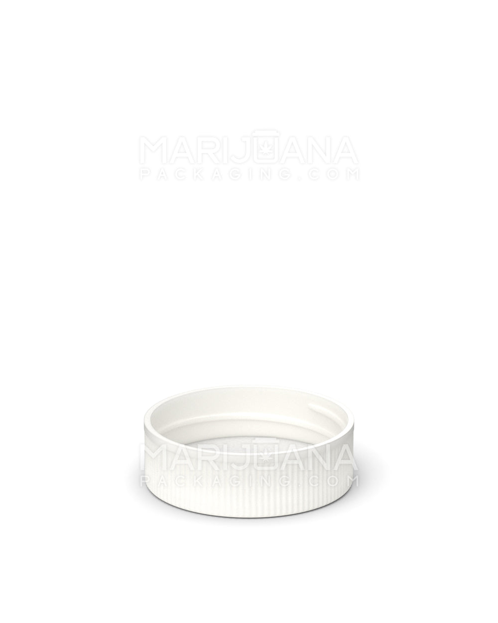 Ribbed Screw Top Flat Plastic Caps w/ Foam Liner | 28mm - Matte White | Sample - 4