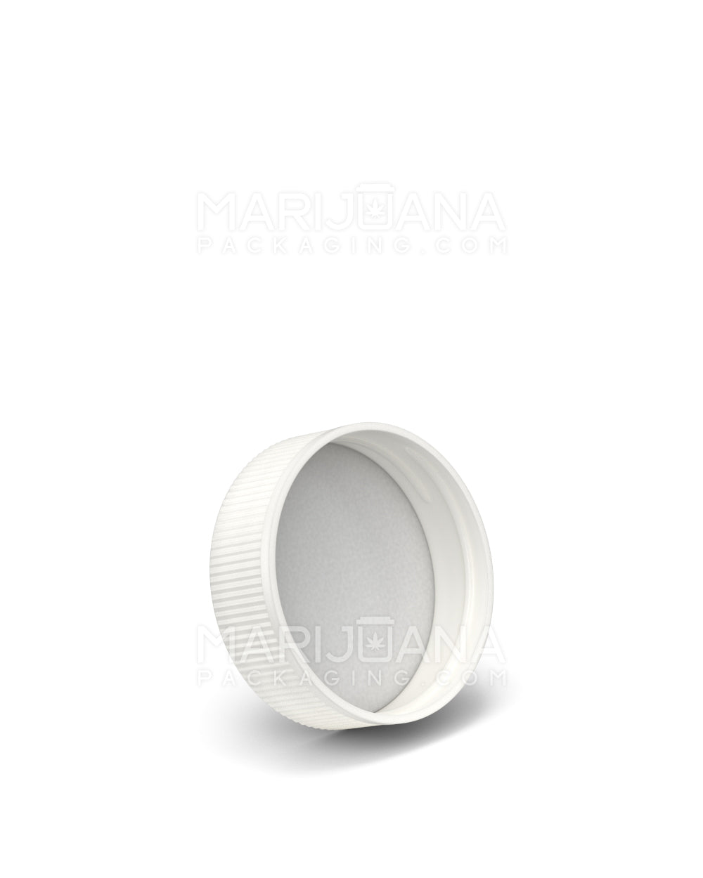 Ribbed Screw Top Flat Plastic Caps w/ Foam Liner | 28mm - Matte White | Sample - 2