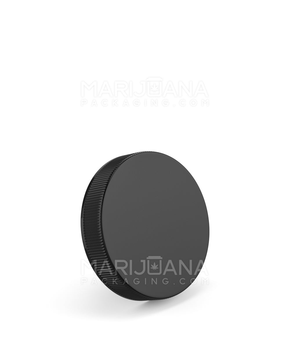 Ribbed Screw Top Flat Plastic Caps w/ Foam Liner | 53mm - Glossy Black | Sample - 1