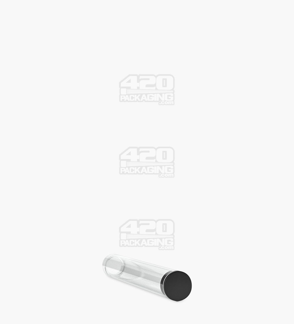 Buttonless Vape Cartridge Tube w/ Black Cap | 86mm - Clear Plastic - 500 Count