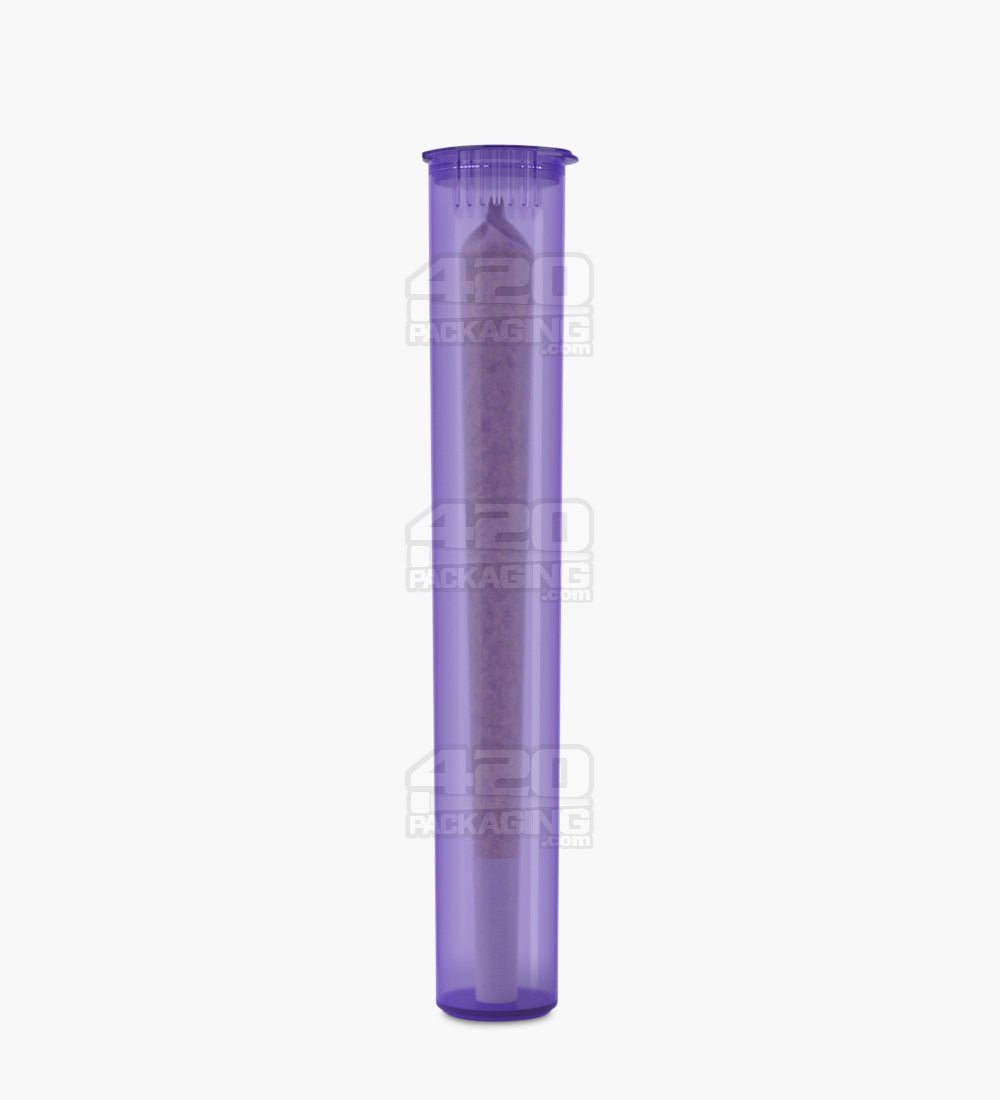 116mm Child Resistant King Size Translucent Pop Top Purple Plastic Pre-Roll Tubes 1000/Box - 3