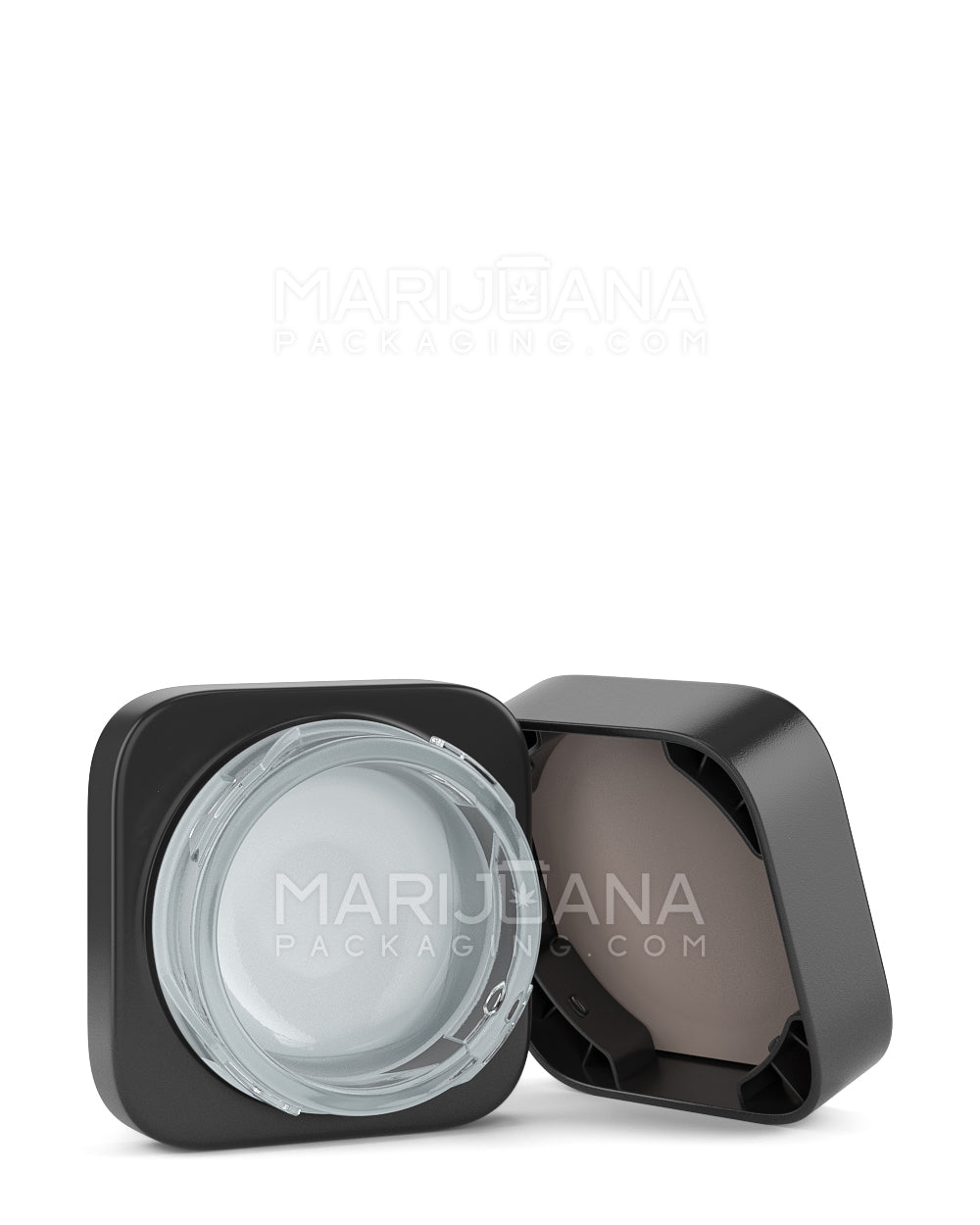 Child Resistant Qube Black Glass Concentrate Jar w/ White Interior & Black Cap | 38mm - 9mL | Sample