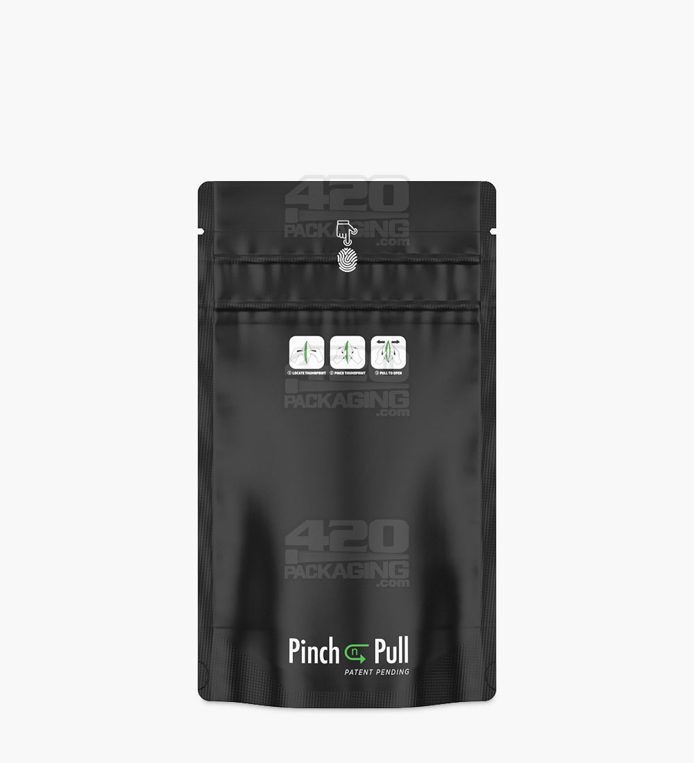 Child Resistant & Tamper Evident | Pinch N Pull Matte Black PCR Mylar Bags | 4in x 7in - 7g - 250 Count