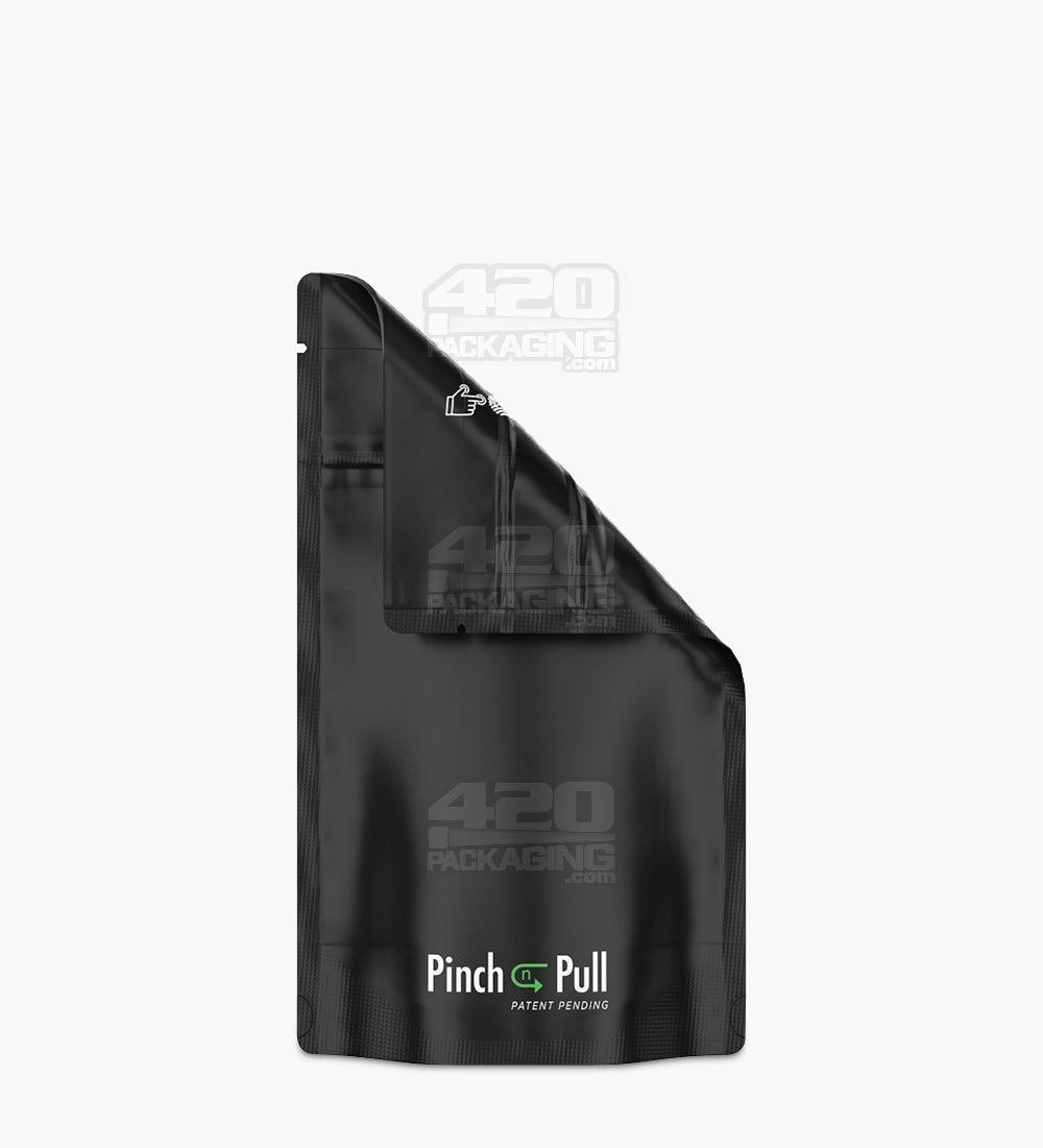 Child Resistant & Tamper Evident | Pinch N Pull Matte Black Mylar Bags | 4in x 7in - 7g - 250 Count