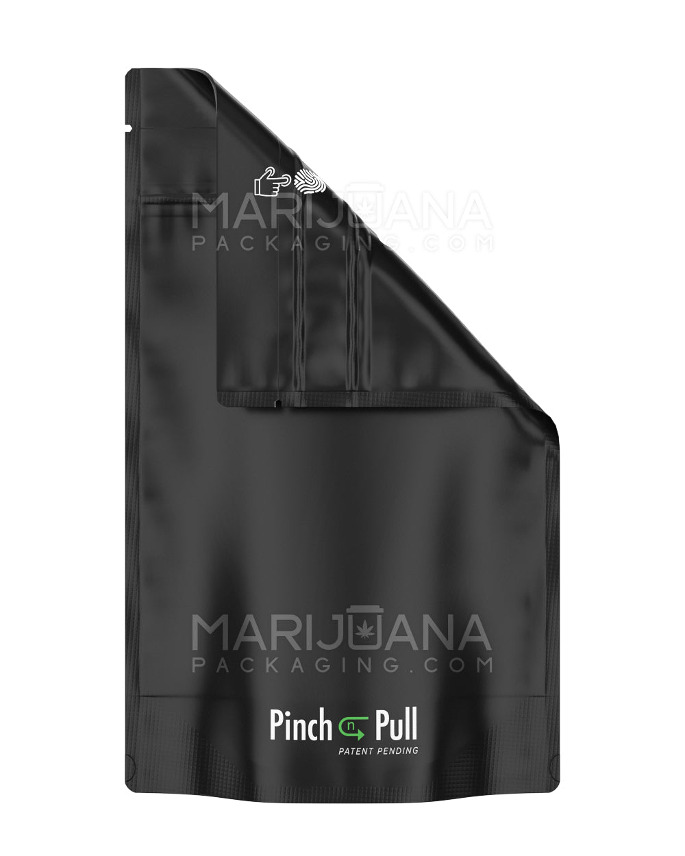 Child Resistant & Tamper Evident | Pinch N Pull Matte Black Mylar Bags | 6in x 9.8in - 28g - 250 Count
