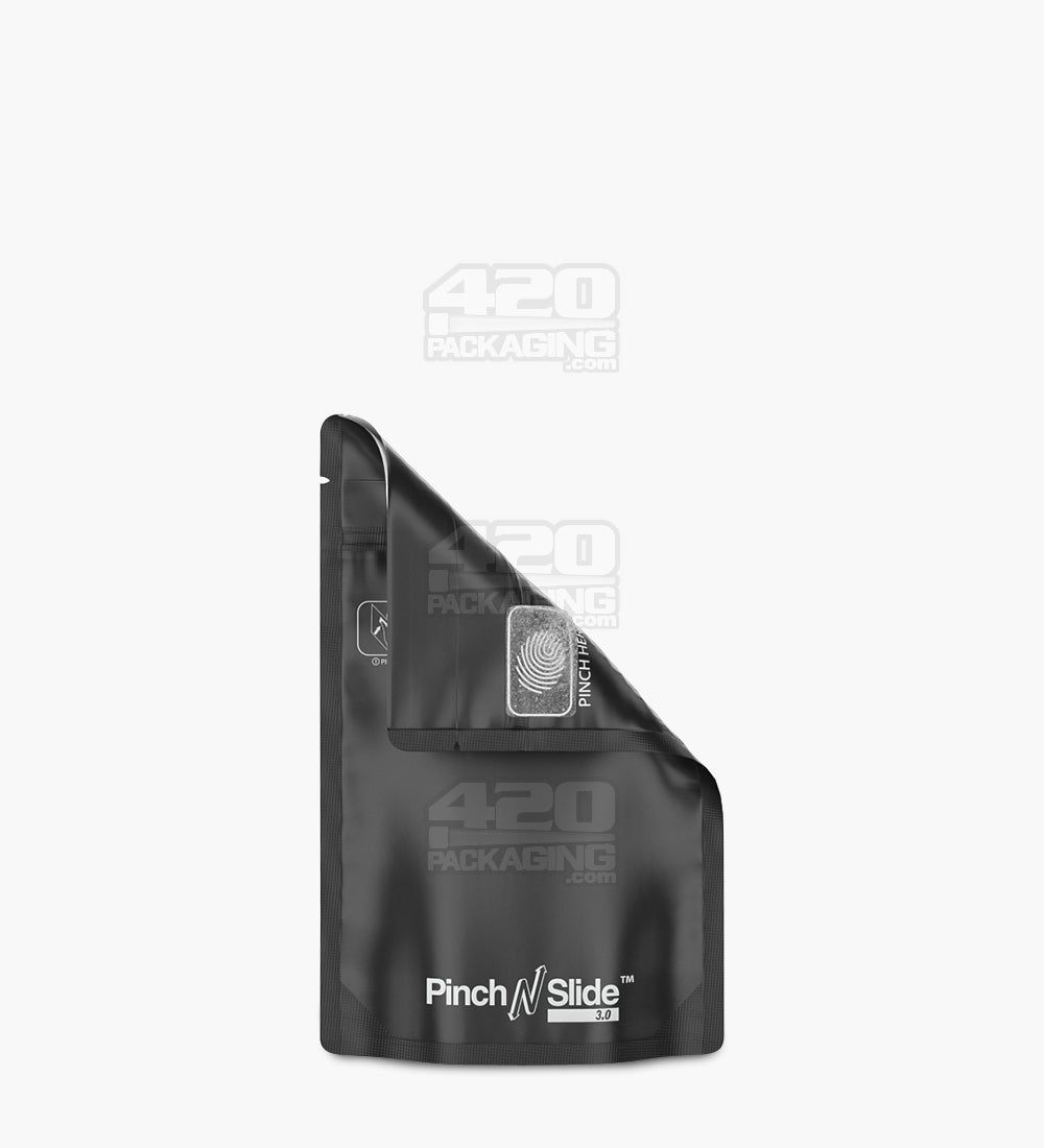 Child Resistant & Tamper Evident | Pinch N Slide 3.0 Matte Black PCR Mylar Bags | 3.6in x 5.7in - 3.5g - 250 Count