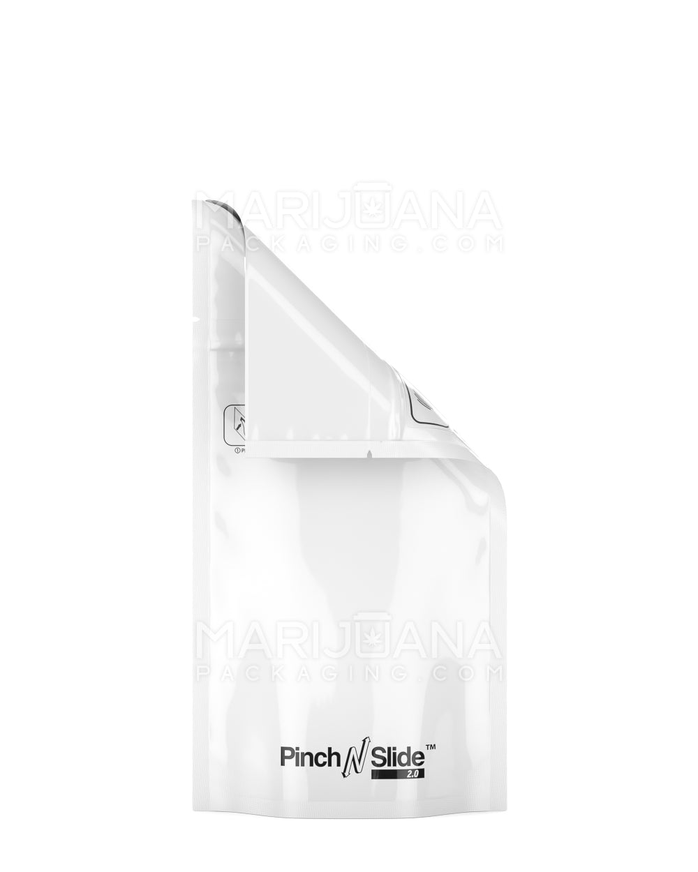 Child Resistant & Tamper Evident | Pinch N Slide 2.0 White Mylar Bags | 3.5in x 5in - 3.5g - 250 Count - 3
