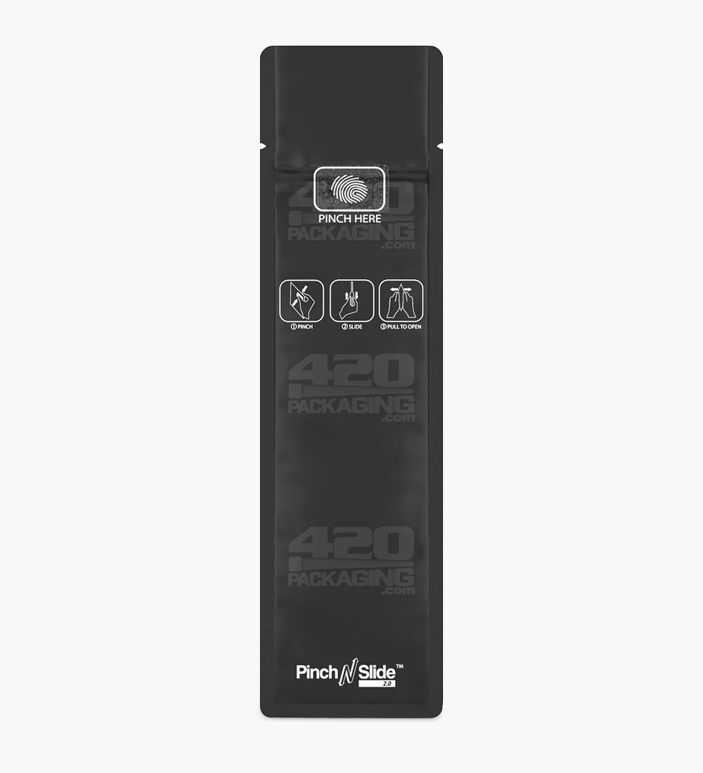 Child Resistant & Tamper Evident | Pinch N Slide 3.0 Matte Black Mylar Bags | 2.4in x 7.8in - 2.5g - 250 Count