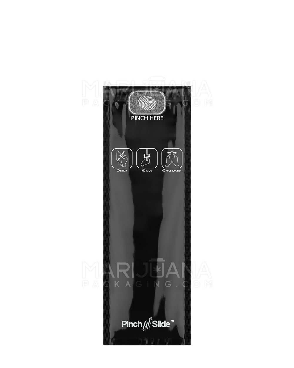 Child Resistant | Pinch N Slide ASTM Glossy Black Mylar Bags | 2.4in x 7.2in - 2.5g - 250 Count - 1