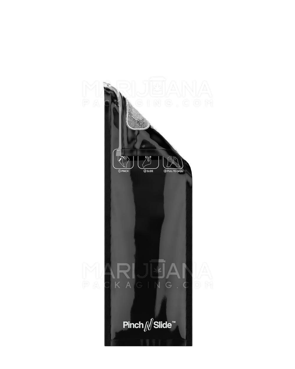 Child Resistant | Pinch N Slide ASTM Glossy Black Mylar Bags | 2.4in x 7.2in - 2.5g - 250 Count - 3