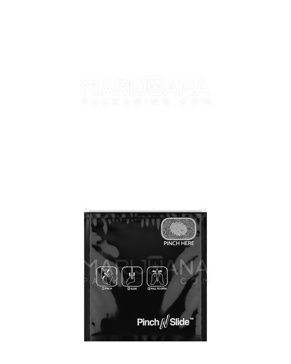 Child Resistant | Pinch N Slide ASTM Glossy Black Mylar Bags | 3.4in x 3.7in - 1g - 250 Count - 1