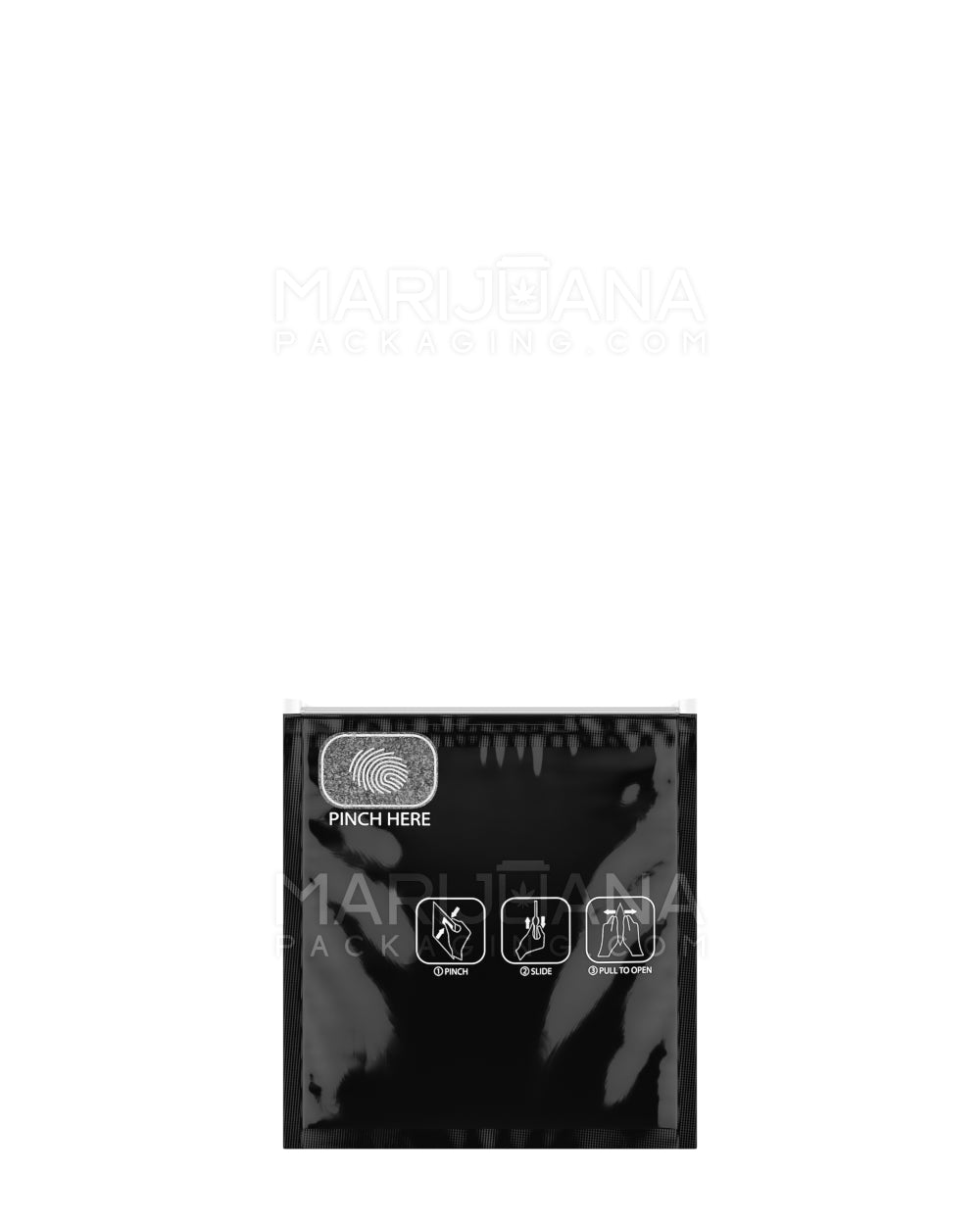 Child Resistant | Pinch N Slide ASTM Glossy Black Mylar Bags | 3.4in x 3.7in - 1g - 250 Count - 2