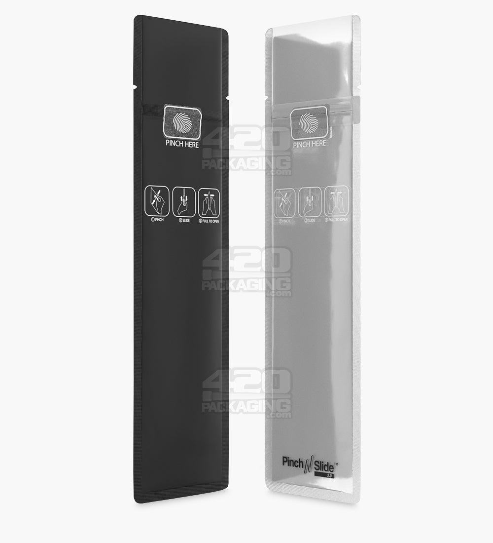 Child Resistant & Tamper Evident | Pinch N Slide 3.0 Matte Black Vista Mylar Bags | 2.4in x 7.9in - 2.5g - 250 Count