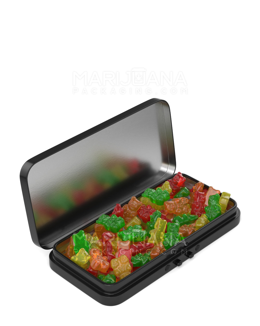 Child Resistant & Sustainable | Hinged-Lid Large Edible & Joint Box | 120mm x 61.7mm - Black Tin - 100 Count - 2
