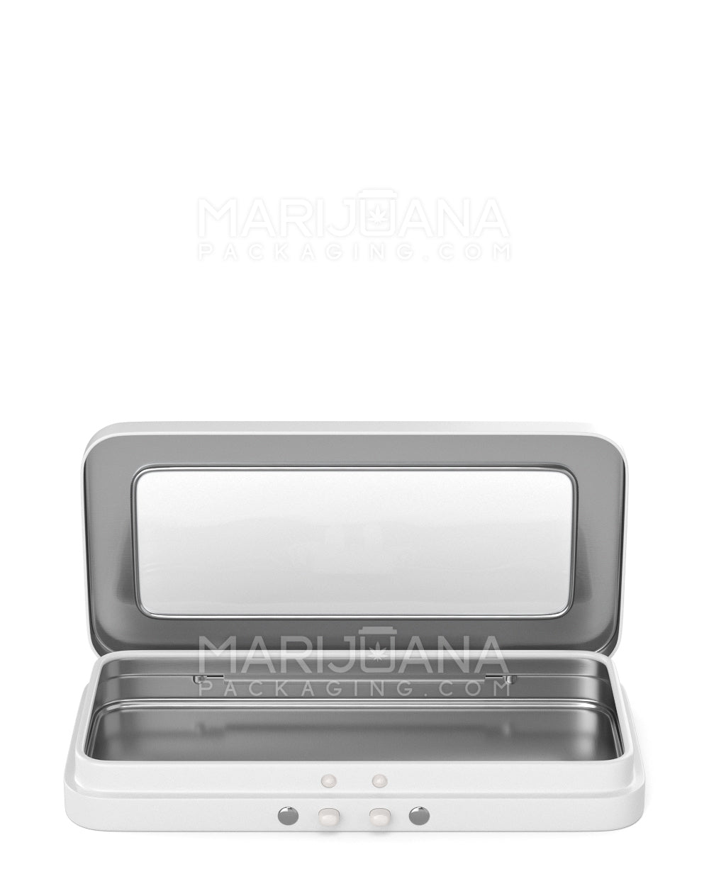 Child Resistant & Sustainable | Hinged-Lid Large Vista Edible & Joint Box w/ See-Through Window |  White Tin  - 6