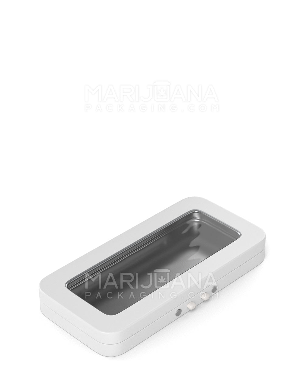 Child Resistant & Sustainable | Hinged-Lid Large Vista Edible & Joint Box w/ See-Through Window |  White Tin  - 4