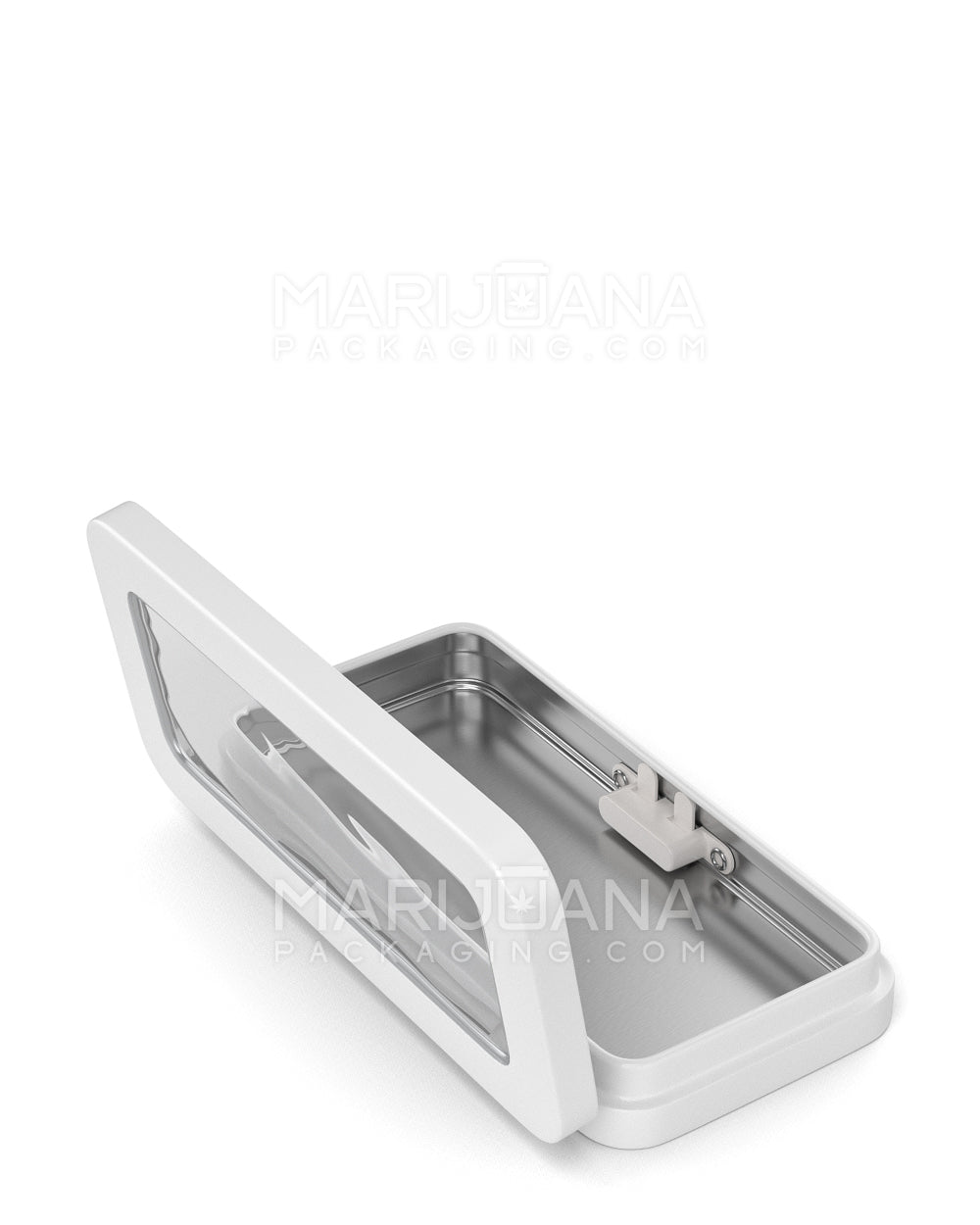 Child Resistant & Sustainable | Hinged-Lid Large Vista Edible & Joint Box w/ See-Through Window |  White Tin  - 7
