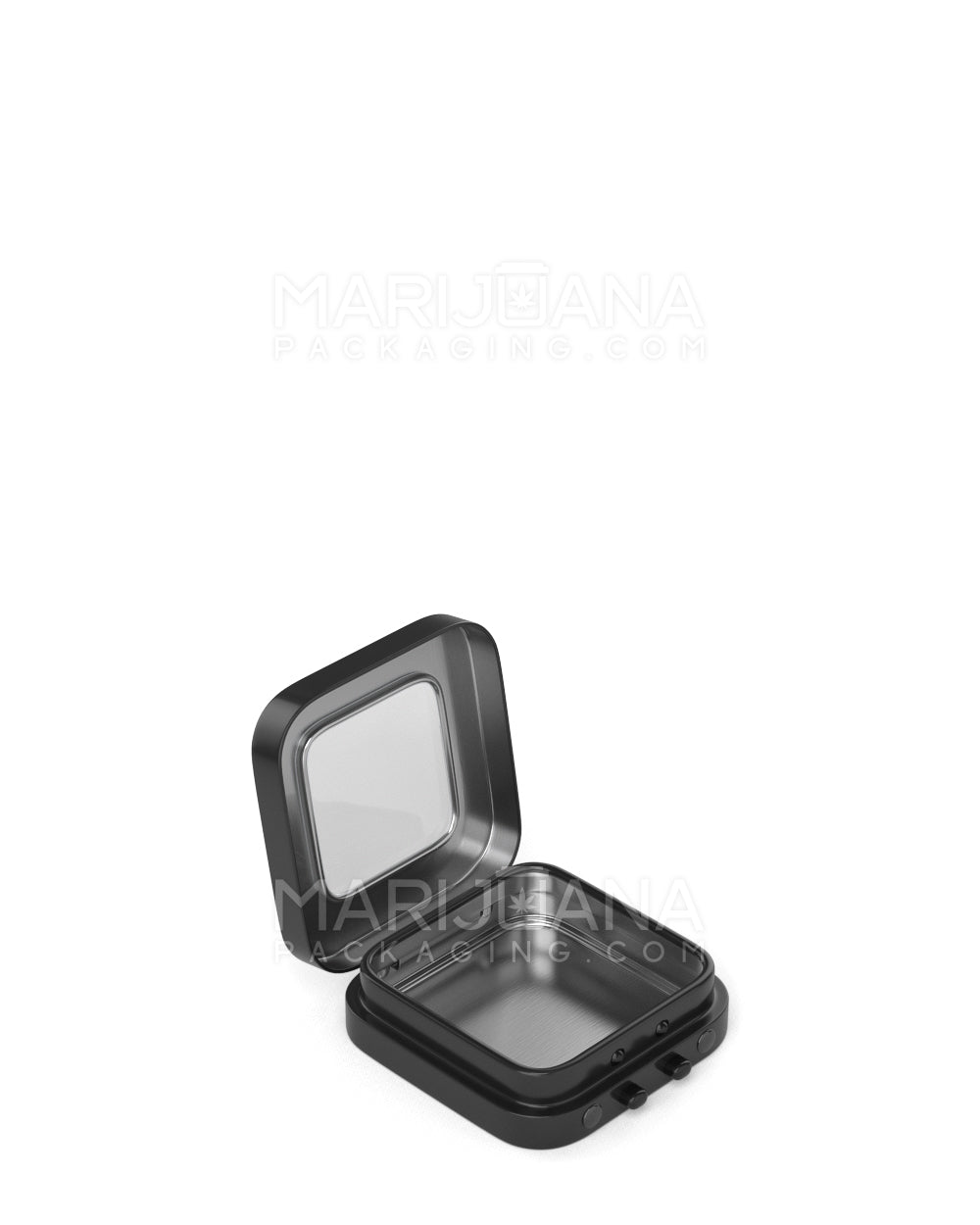 Child Resistant & Sustainable | Hinged-Lid Micro Size Vista Edible & Joint Box w/ See-Through Window |  Black Tin  - 1