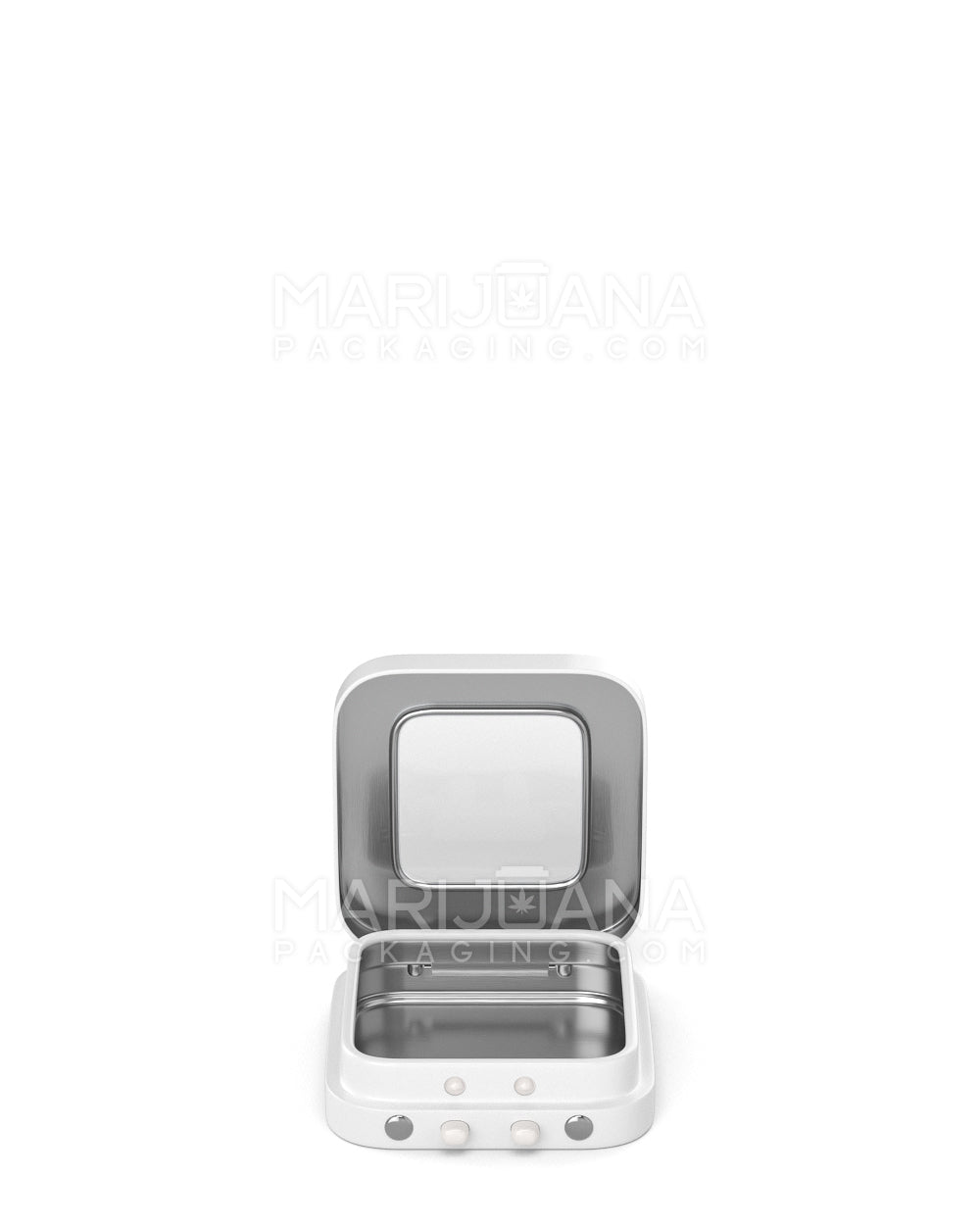 Child Resistant & Sustainable | Hinged-Lid Micro Size Vista Edible & Joint Box w/ See-Through Window |  White Tin  - 5