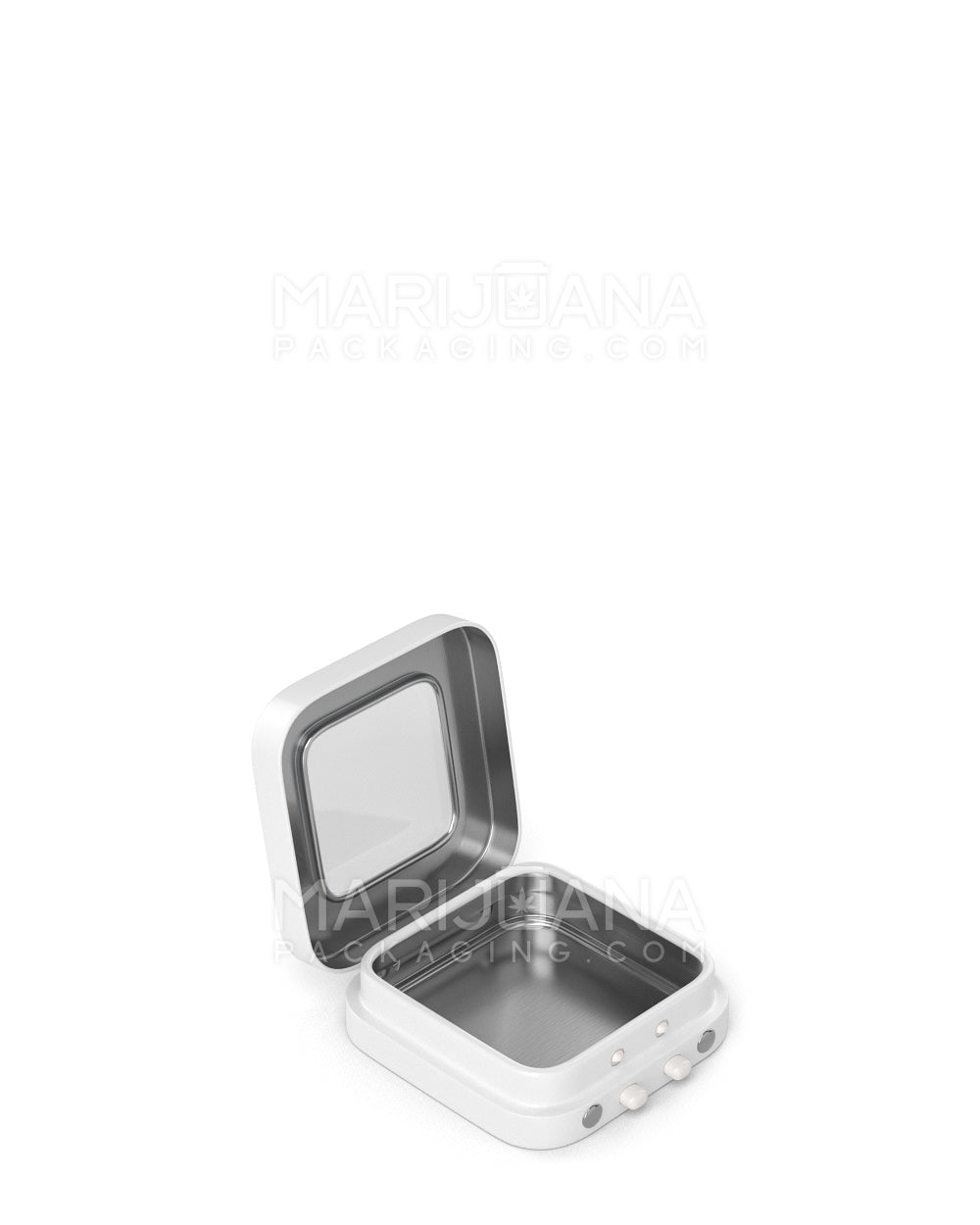 Child Resistant & Sustainable | Hinged-Lid Micro Size Vista Edible & Joint Box w/ See-Through Window |  White Tin  - 1
