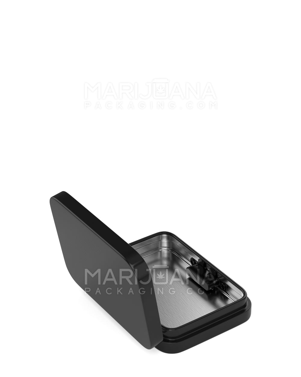 Child Resistant & Sustainable | Hinged-Lid Mini Pack Edible & Joint Box | 80mm x 61.5mm - Black Tin - 100 Count - 7