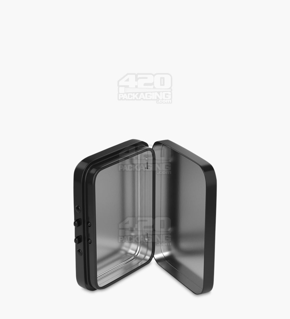 Child Resistant & Sustainable Hinged-Lid Mini Size Black Tin Box 100/Box - 8