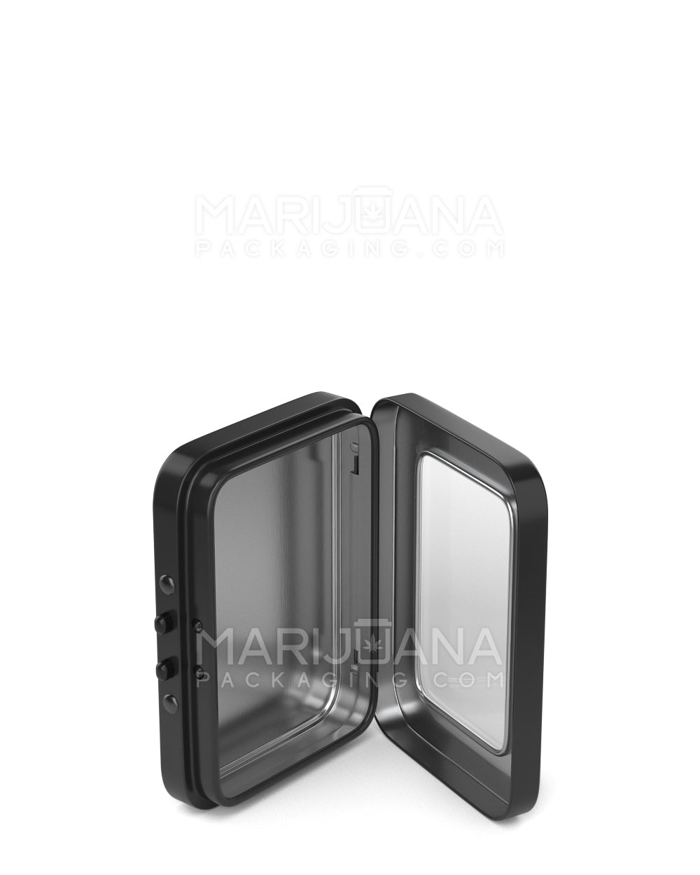 Child Resistant & Sustainable | Hinged-Lid Mini Size Vista Edible & Joint Box w/ See-Through Window |  Black Tin  - 8
