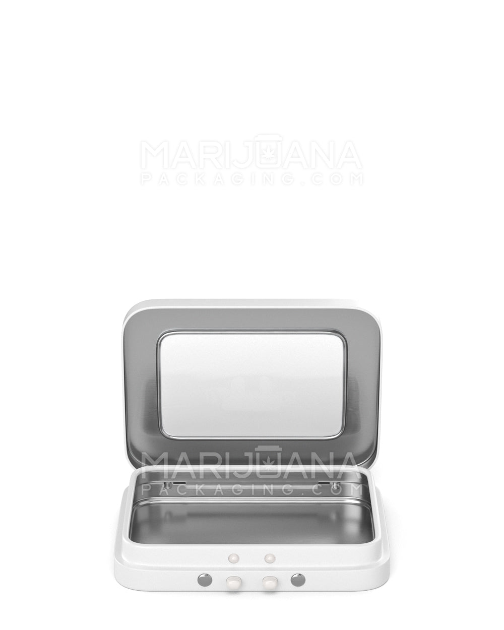 Child Resistant & Sustainable | Hinged-Lid Mini Size Vista Edible & Joint Box w/ See-Through Window |  White Tin  - 6