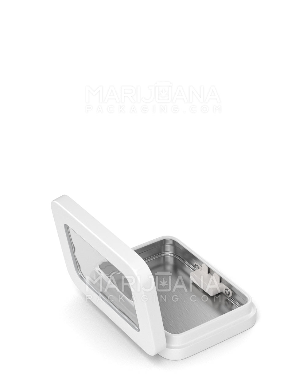 Child Resistant & Sustainable | Hinged-Lid Mini Size Vista Edible & Joint Box w/ See-Through Window |  White Tin  - 7