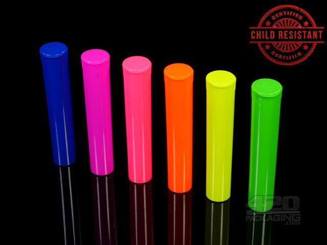 Squeezetops® 98mm Fluorescent Mix Child Resistant J-Tubes (073700-CR) 1000/Box - 1