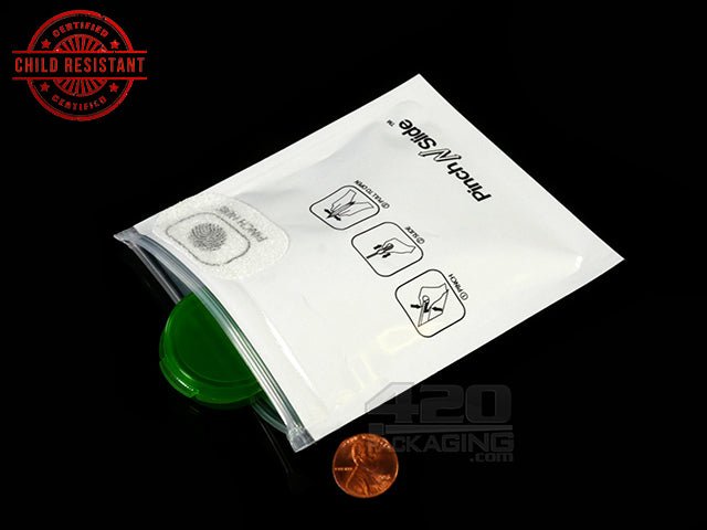 3.4 x 3.7 White Inch Pinch N Slide ASTM Child Resistant Exit Bags 100/Box - 3