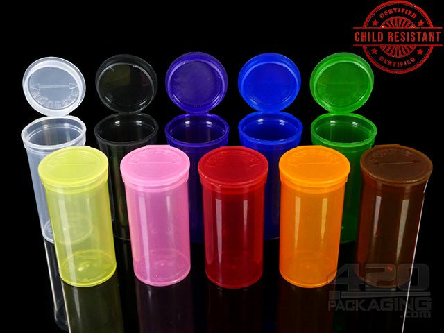 Squeezetops® PST13 Transparent Mix Child Resistant Container 1200/Box - 1