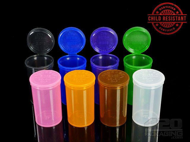 Squeezetops® PST19 Transparent Mix Child Resistant Containers 900/Box - 1