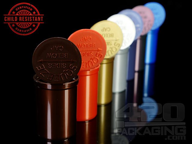 Squeezetops® PST30 Metallic Mix Child Resistant Containers 600/Box - 3