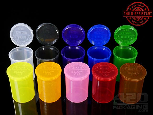 Squeezetops® PST30 Transparent Mix Child Resistant Containers 600/Box - 1