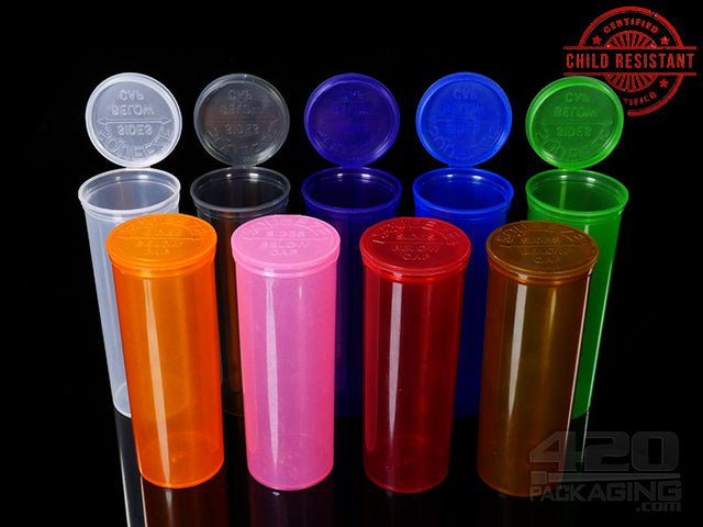 Squeezetops® PST60 Transparent Mix Child Resistant Containers 275/Box - 1