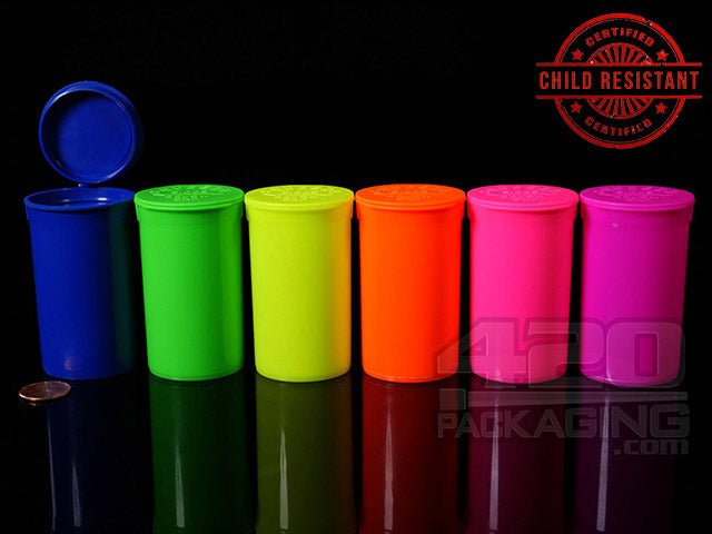 Squeezetops® PST13 Fluorescent Mix Child Resistant Containers 1200/Box - 2