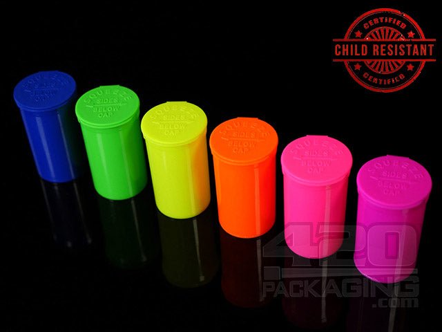 Squeezetops® PST13 Fluorescent Mix Child Resistant Containers 1200/Box - 1