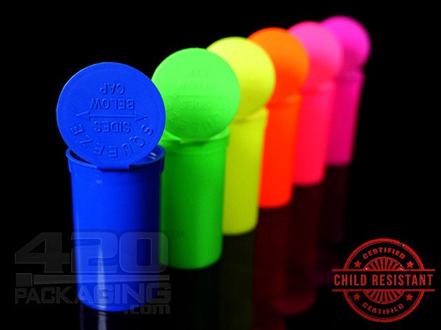 Squeezetops® PST19 Fluorescent Mix Child Resistant Containers 900/Box - 3