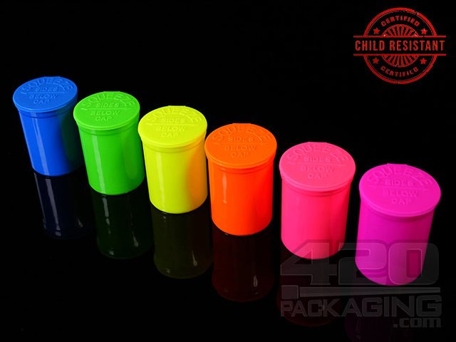 Squeezetops® PST30 Fluorescent Mix Child Resistant Containers 600/Box - 1