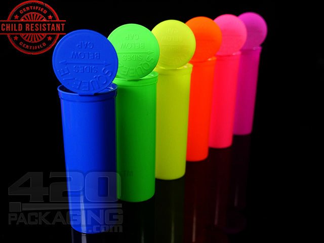 Squeezetops® PST60 Fluorescent Mix Child Resistant Containers 275/Box - 3