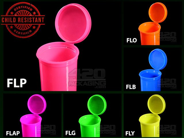 Squeezetops® PST30 Fluorescent Mix Child Resistant Containers 600/Box - 4