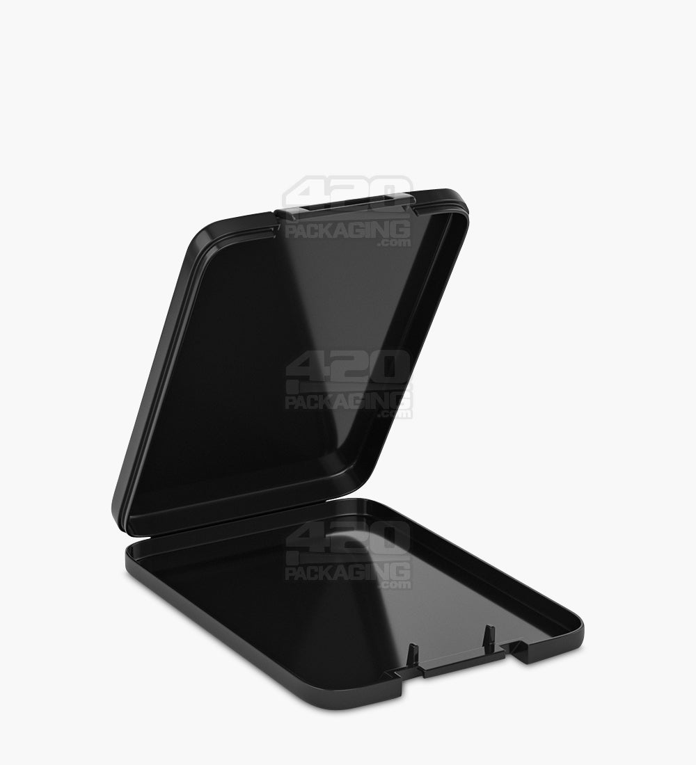 Hinged Lid Slim Shatter Container | 5.3mm - Black Plastic - 1000 Count