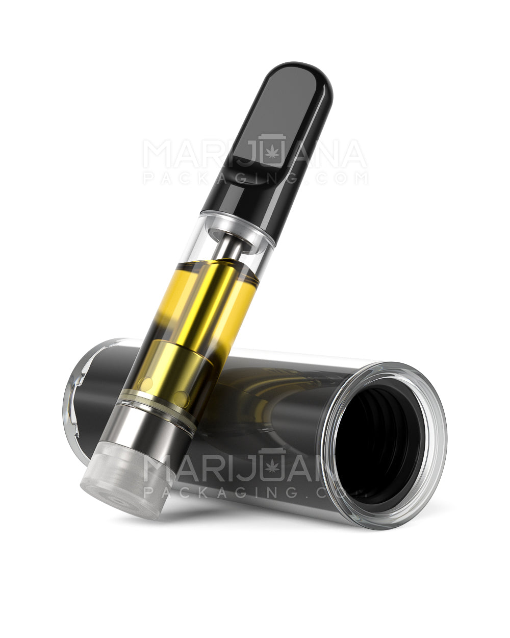 Child Resistant | Vape Cartridge Tube w/ Black Plastic Insert | 80mm - Black - 100 Count - 3