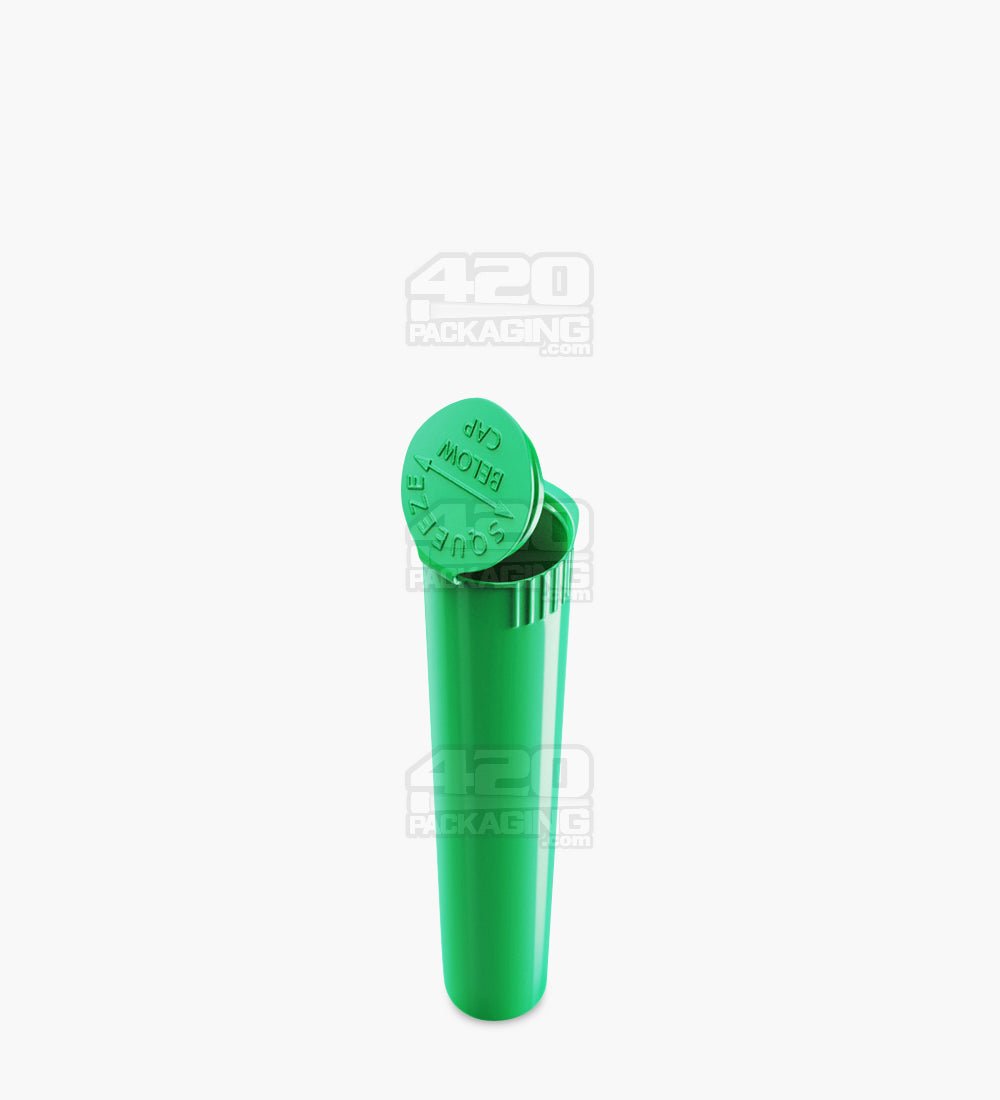95mm Green Opaque Child Resistant Pop Top Plastic Pre-Roll Tubes 1000/Box - 2