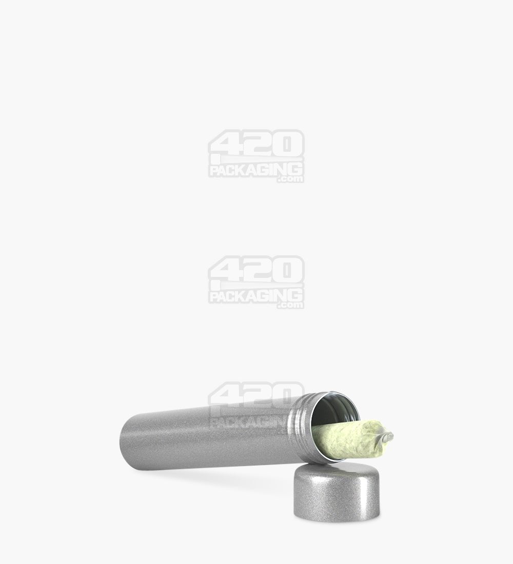 95mm Silver Opaque Child Resistant Pop Top Metal Pre-Roll Tubes 250/Box - 7